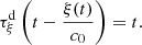$$ {\tau }_{\xi }^{\mathrm{d}}\left(t-\frac{\xi (t)}{{c}_0}\right)=t. $$
