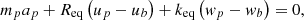 $$ {m}_p{a}_p+{R}_{\mathrm{eq}}\left({u}_p-{u}_b\right)+{k}_{\mathrm{eq}}\left({w}_p-{w}_b\right)=0, $$