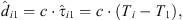 $$ {\widehat{d}}_{i1}=c\middot {\widehat{\tau }}_{i1}=c\middot \left({T}_i-{T}_1\right), $$