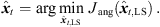 $$ {\widehat{{x}}}_t=\mathrm{arg}\underset{{\widehat{{x}}}_{t,\mathrm{LS}}}{\mathrm{min}}\enspace {J}_{\mathrm{ang}}({\widehat{{x}}}_{t,\mathrm{LS}})\enspace. $$