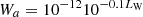 $ \enspace {W}_a={10}^{-12}{10}^{{-0.1L}_{\mathrm{W}}}$