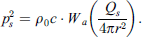 $$ {p}_s^2={\rho }_0c\bullet {W}_a\left(\frac{{Q}_s}{4\pi {r}^2}\right). $$