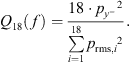 $$ {Q}_{18}(f)=\frac{18\cdot {{p}_{{y}^{-}}}^2}{\sum_{i=1}^{18} {{p}_{\mathrm{rms},i}}^2}. $$