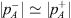 $ |{p}_A^{-}|\simeq |{p}_A^{+}|$
