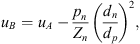 $$ {u}_B={u}_A-\frac{{p}_n}{{Z}_n}{\left(\frac{{d}_n}{{d}_p}\right)}^2, $$