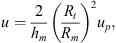 $$ u=\frac{2}{{h}_m}{\left(\frac{{R}_t}{{R}_m}\right)}^2{u}_p, $$