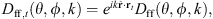 $$ \begin{aligned} D_{\mathrm{ff},t}(\theta ,\phi ,k) = e^{ik\hat{\mathbf{r }}\cdot \mathbf r _t}D_{\rm ff}(\theta ,\phi ,k), \end{aligned} $$
