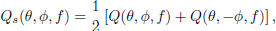 $$ \begin{aligned} Q_s(\theta ,\phi ,f) = \frac{1}{2}\left[Q(\theta ,\phi ,f) + Q(\theta ,-\phi ,f)\right], \end{aligned} $$
