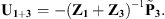 $$ {\mathbf{U}}_{\mathbf{1}+\mathbf{3}}=-{\left({\mathbf{Z}}_{\mathbf{1}}+{\mathbf{Z}}_{\mathbf{3}}\right)}^{-1}{\stackrel{\tilde }{\mathbf{P}}}_{\mathbf{3}}. $$