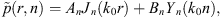 $$ \mathop{p}\limits^\tilde(r,n)={A}_n{J}_n({k}_0r)+{B}_n{Y}_n({k}_0n), $$