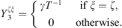 $$ {Y}_3^{{\zeta \xi }}=\left\{\begin{array}{ll}\gamma {T}^{-1}\enspace & \mathrm{if}\enspace \xi =\zeta,\\ 0\enspace & \mathrm{otherwise}.\end{array}\right. $$