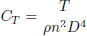 $$ \begin{aligned} C_{T}&= \frac{T}{\rho n^{2} D^{4}} \end{aligned} $$