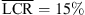 $ \overline{\mathrm{LCR}} = 15\% $