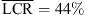 $ \overline{\mathrm{LCR}} = 44\% $