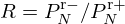 $ R=P_{N}^{\mathrm {r}-}/P_{N}^{\mathrm {r}+} $
