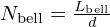 $ N_{\mathrm {bell}} = \frac {L_{\mathrm {bell}}}{d} $