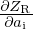 $ \frac {\partial Z_{\mathrm {R}}}{\partial a_{\mathrm {i}}} $