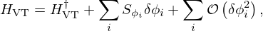 $$ H_{\mathrm {VT}} = H_{\mathrm {VT}}^\dagger + \sum _i S_{\phi _i} \delta \phi _i + \sum _i {\cal {{O}}}\left (\delta \phi _i^2\right ), $$