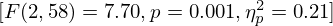 $ [F(2,58) = 7.70, p = 0.001, \eta _{p}^{2} = 0.21] $