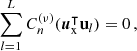 $ $\sum _{l=1}^L C_{n}^{(\nu )}(\boldsymbol u_{\textrm {x}}^\intercal {{\textbf{u}}}_{l})=0\,,$ $