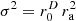 $\sigma ^2=r_0^D\,r_{\textrm {a}}^2$
