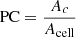 $ \displaystyle \mathrm{PC}=\frac{A_{c} }{A_{\mathrm{cell}} } $