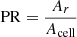 $ \displaystyle \mathrm{PR}=\frac{A_{r} }{A_{\mathrm{cell}} } $