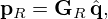 $$ {{\mathbf {p}}}_R = {{\mathbf {G}}}_R\,{\hat {{{\mathbf {q}}}}}, $$