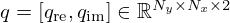 $ q = [q_{\mathrm {re}}, q_{\mathrm {im}}]\in {\mathbb {R}}^{N_y \times N_x\times 2} $