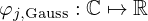 $ \varphi _{j,\mathrm {Gauss}}:{\mathbb {C}}\mapsto {\mathbb {R}} $