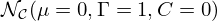 $ {\cal {{N}}}_{\cal {{C}}}(\mu =0,{\mathrm {\Gamma }}=1, C=0) $