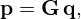 $$ {{\mathbf {p}}} = {{\mathbf {G}}}\,{{\mathbf {q}}}, $$