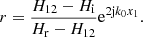 $$ \begin{aligned} r = \frac{H_{12}-H_\mathrm{i} }{H_\mathrm{r} - H_{12}}\mathrm{e} ^{2\mathrm{j} k_0 x_1}. \end{aligned} $$