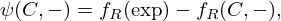 $$ \psi (C, -) = f_R({\mathrm {exp}})-f_R(C,-), $$