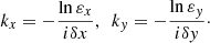 $$ \begin{aligned} k_{{x}}=-\frac{\ln {\varepsilon }_{{x}}}{i\delta x},~~ k_{{y}}=-\frac{\ln {\varepsilon }_{{y}}}{i\delta y}\cdot \end{aligned} $$