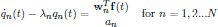 Mathematical equation: $$ \begin{aligned} \dot{q}_n(t)-\lambda _n q_n(t)=\frac{\boldsymbol{\mathrm{w} }_n^T \boldsymbol{\mathrm{f} }(t)}{a_n} \quad \text{ for} n=1,2...N \end{aligned} $$