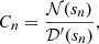 Mathematical equation: $$ \begin{aligned} C_n = \frac{\mathcal{N} (s_n)}{\mathcal{D} ^{\prime }(s_n)}, \end{aligned} $$