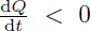 Mathematical equation: $ \frac{\mathrm{d}Q}{\mathrm{d}t} < 0 $