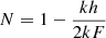 Mathematical equation: $ N=1-\frac{kh}{2kF} $