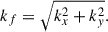 Mathematical equation: $$ \begin{aligned} k_f = \sqrt{k_x^2 + k_y^2}. \end{aligned} $$
