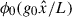 Mathematical equation: $ \phi_0(g_0 \hat{x} /L) $