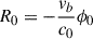 Mathematical equation: $$ \begin{aligned} R_0&= -\frac{v_b}{c_0}\phi _0\end{aligned} $$