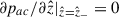 Mathematical equation: $ \partial p_{ac}/\partial \hat{z}|_{\hat{z}=\hat{z}_-}=0 $