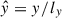 Mathematical equation: $ \hat{y}=y/l_y $