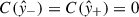 Mathematical equation: $ C(\hat{y}_-)=C(\hat{y}_+)=0 $