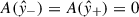 Mathematical equation: $ A(\hat{y}_-)=A(\hat{y}_+)=0 $