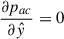 Mathematical equation: $$ \begin{aligned}&\frac{\partial p_{ac}}{\partial \hat{y}} = 0 \end{aligned} $$