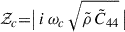 Mathematical equation: $ {\mathcal{Z}}_c{=}\big|\,{\mathbbm{i}}\,\omega_c\,\sqrt{\tilde{\rho}\,\tilde{C}_{44}}\,\big| $
