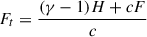 Mathematical equation: $ {F_t}= \frac{(\gamma-1){H} +c{F}}{c} $