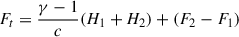 Mathematical equation: $ {F_t}=\frac{\gamma-1}{c}({H_1}+{H_2})+({F_2}-{F_1}) $
